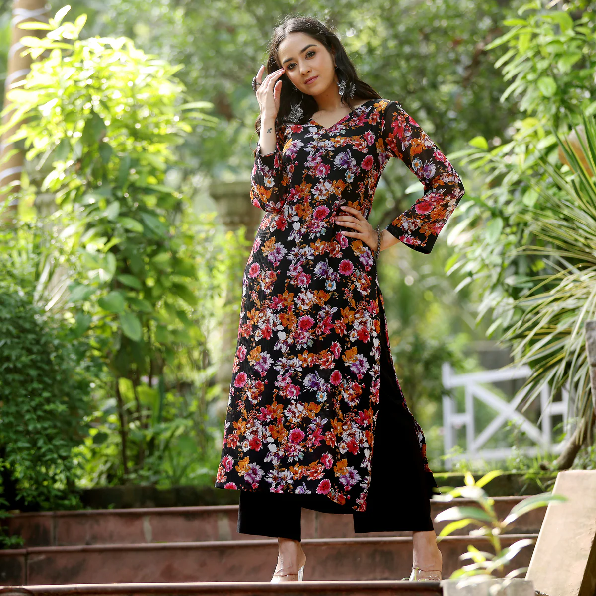 Vyas Floral Georgette Kurta - Image 5